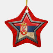 Servische vlagster met lichtstralen keramisch ornament (Achterkant)