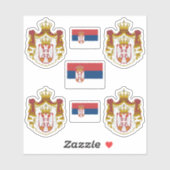 Servische wapenschild en vlaggen sticker (Vel)