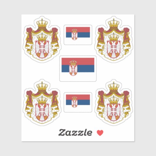 Servische wapenschild en vlaggen sticker (Vel)