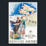 Servizi Aerei Ala Littoria Vintage Poster 1937<br><div class="desc">Vintage travel poster toont een gezin dat in de buurt van een groot, wit Macchi M.C.94 watervliegtuig staat, met twee volwassen en twee kinderen die glimlachen terwijl ze een kaart vasthouden. Uitgegeven in 1937 in Italië. Houd er rekening mee dat onze posters reproducties van hoge kwaliteit zijn op basis van...</div>