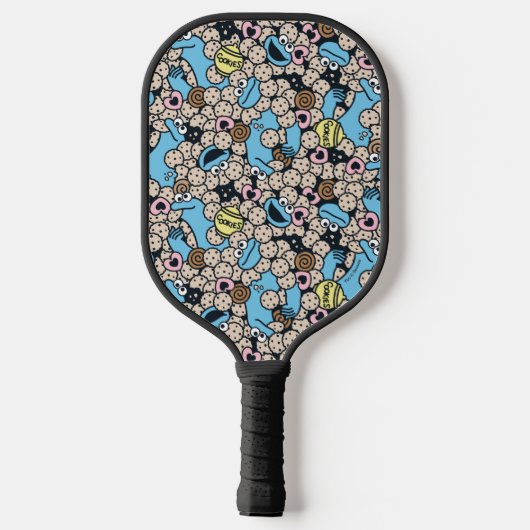Sesam | Cookie Monster Doodle Patroon Pickleball Paddle (Achterkant)
