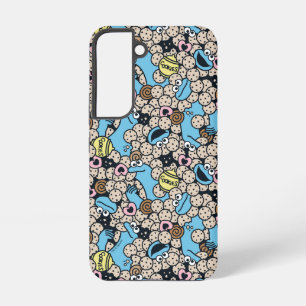 Sesam   Cookie Monster Doodle Patroon Samsung Galaxy Hoesje