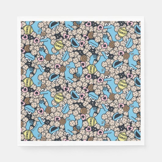Sesam | Cookie Monster Doodle Patroon Servet (Voorkant)