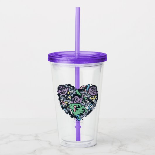 Sesam | Count von Doodle Heart Acryl Drinkbeker (Voorkant)