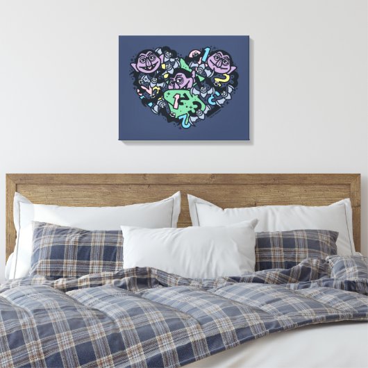 Sesam | Count von Doodle Heart Canvas Afdruk (Insitu (Slaapkamer))