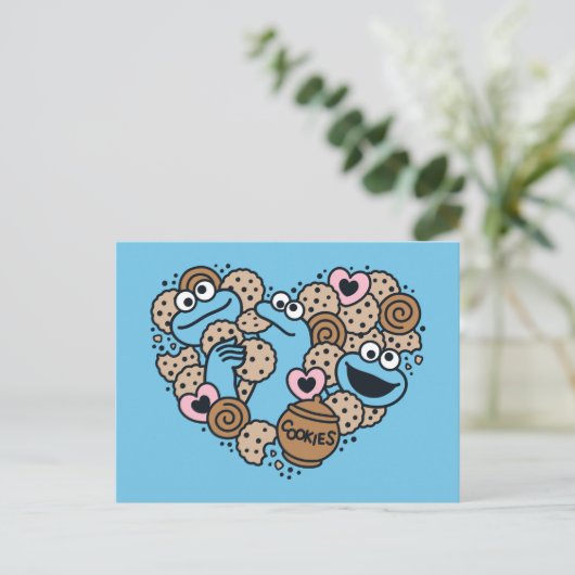 Sesam | Koekjesmonster Doodle Heart Briefkaart (Staand voorkant)
