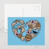 Sesam | Koekjesmonster Doodle Heart Briefkaart (Voorkant / Achterkant)