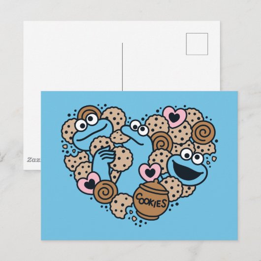 Sesam | Koekjesmonster Doodle Heart Briefkaart (Voorkant / Achterkant)
