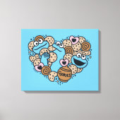 Sesam | Koekjesmonster Doodle Heart Canvas Afdruk (Voorkant)