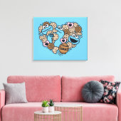 Sesam | Koekjesmonster Doodle Heart Canvas Afdruk (Insitu (Woonkamer))