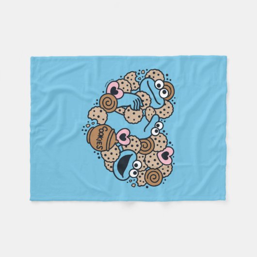 Sesam | Koekjesmonster Doodle Heart Fleece Deken (Voorkant (Horizontaal))