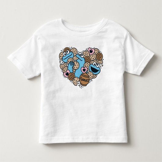 Sesam | Koekjesmonster Doodle Heart Kinder Shirts (Voorkant)