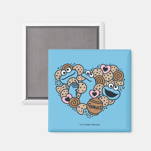 Sesam | Koekjesmonster Doodle Heart Magneet (Voorkant / Achterkant)