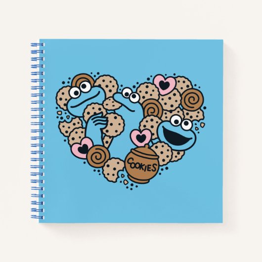 Sesam | Koekjesmonster Doodle Heart Notitieboek (Voorkant)