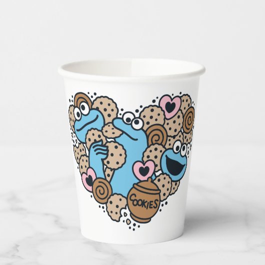 Sesam | Koekjesmonster Doodle Heart Papieren Bekers (Links)