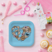 Sesam | Koekjesmonster Doodle Heart Papieren Bordje (Feest)