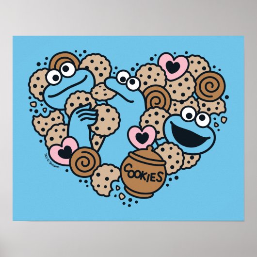Sesam | Koekjesmonster Doodle Heart Poster (Voorkant)
