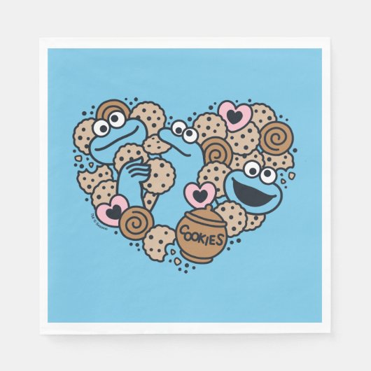 Sesam | Koekjesmonster Doodle Heart Servet (Voorkant)