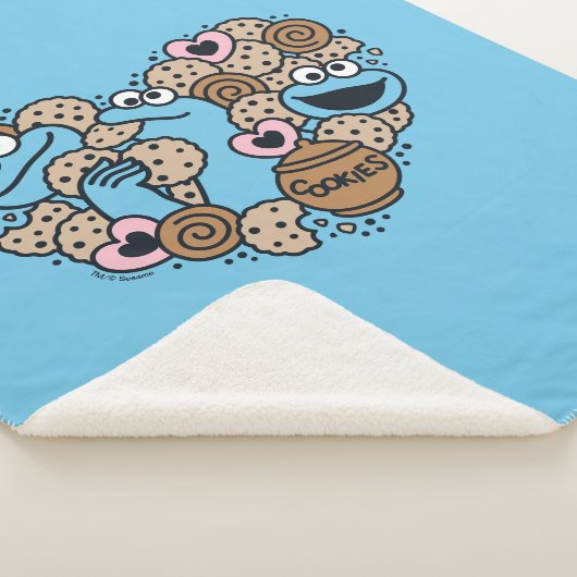 Sesam | Koekjesmonster Doodle Heart Sherpa Deken (3/4)