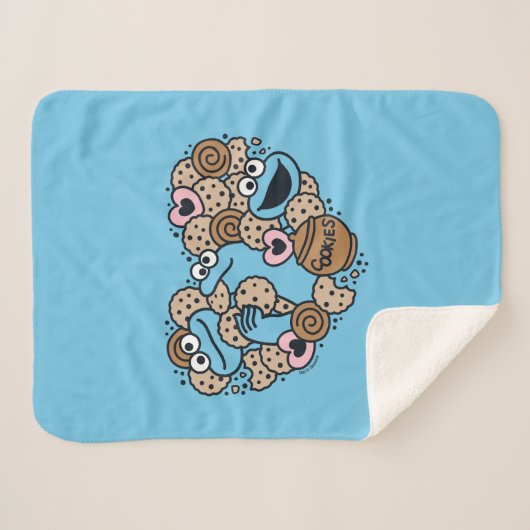 Sesam | Koekjesmonster Doodle Heart Sherpa Deken (Voorkant (horizontaal))
