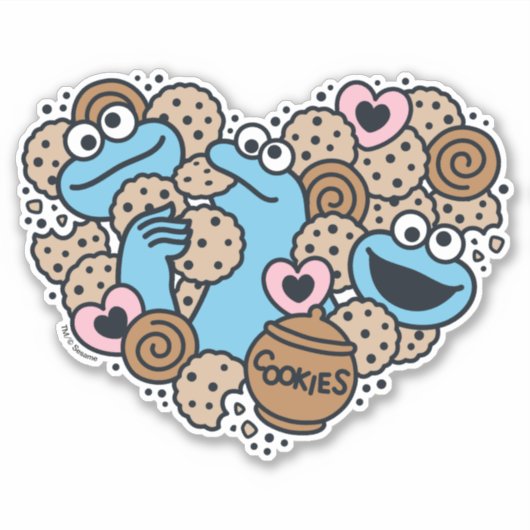 Sesam | Koekjesmonster Doodle Heart Sticker (Voorkant)