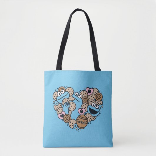 Sesam | Koekjesmonster Doodle Heart Tote Bag (Voorkant)