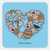 Sesam | Koekjesmonster Doodle Heart Vierkante Sticker (Voorkant)