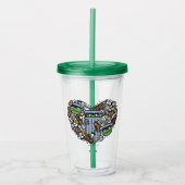 Sesam | Oscar de Grouch Doodle Heart Acryl Drinkbeker (Voorkant)