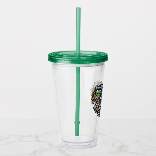 Sesam | Oscar de Grouch Doodle Heart Acryl Drinkbeker (Rechts)