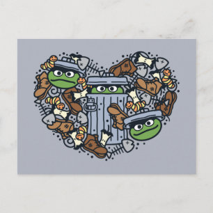 Sesam Oscar de Grouch Doodle Heart Briefkaart
