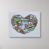Sesam | Oscar de Grouch Doodle Heart Canvas Afdruk (Voorkant)