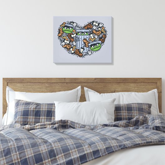 Sesam | Oscar de Grouch Doodle Heart Canvas Afdruk (Insitu (Slaapkamer))