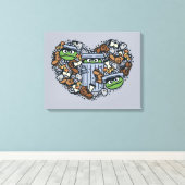 Sesam | Oscar de Grouch Doodle Heart Canvas Afdruk (Insitu (Houten vloer))