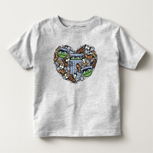 Sesam | Oscar de Grouch Doodle Heart Kinder Shirts (Voorkant)
