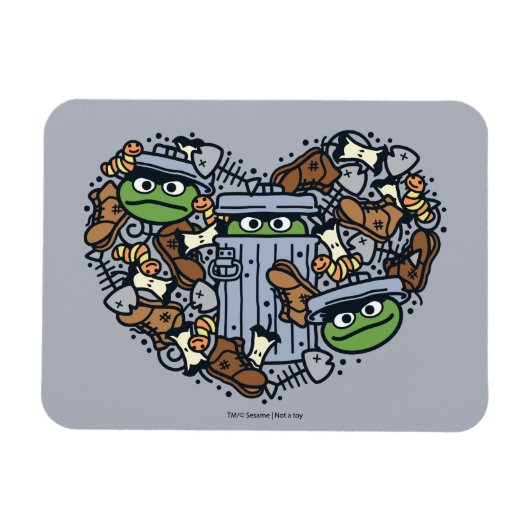 Sesam | Oscar de Grouch Doodle Heart Magneet (Horizontaal)
