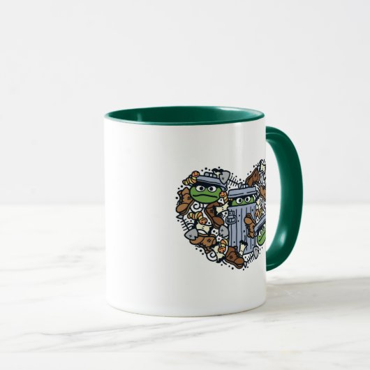 Sesam | Oscar de Grouch Doodle Heart Mok (Voorkant rechts)