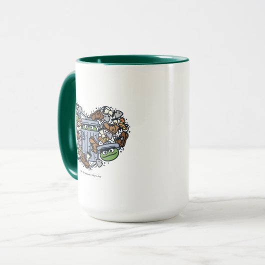 Sesam | Oscar de Grouch Doodle Heart Mok (Voorkant links)