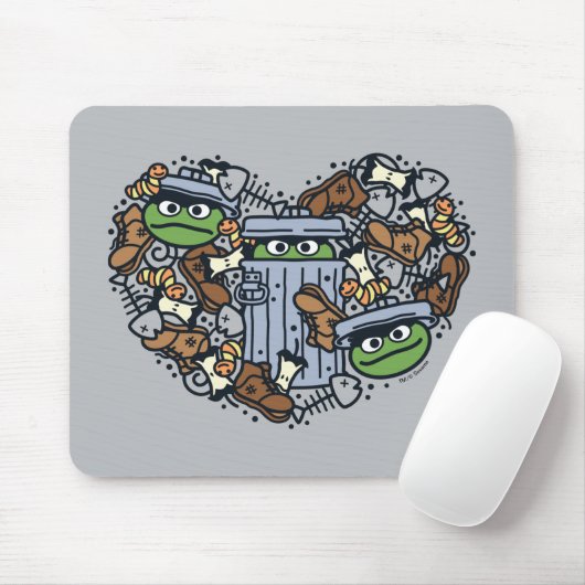 Sesam | Oscar de Grouch Doodle Heart Muismat (Met muis)