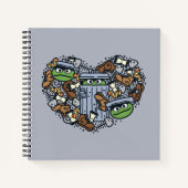 Sesam | Oscar de Grouch Doodle Heart Notitieboek (Voorkant)