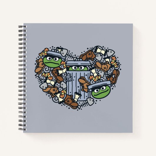 Sesam | Oscar de Grouch Doodle Heart Notitieboek (Voorkant)