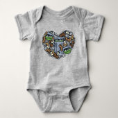 Sesam | Oscar de Grouch Doodle Heart Romper (Voorkant)