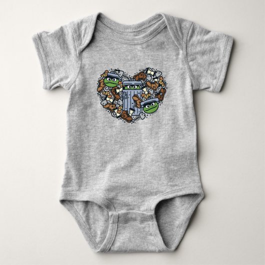 Sesam | Oscar de Grouch Doodle Heart Romper (Voorkant)