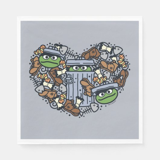 Sesam | Oscar de Grouch Doodle Heart Servet (Voorkant)