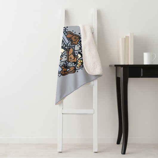 Sesam | Oscar de Grouch Doodle Heart Sherpa Deken (In situ)