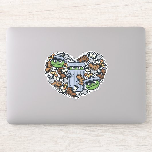 Sesam | Oscar de Grouch Doodle Heart Sticker (Computer)