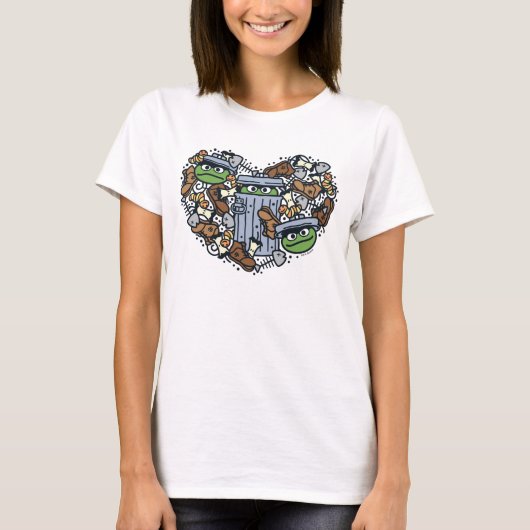 Sesam | Oscar de Grouch Doodle Heart T-shirt (Voorkant)
