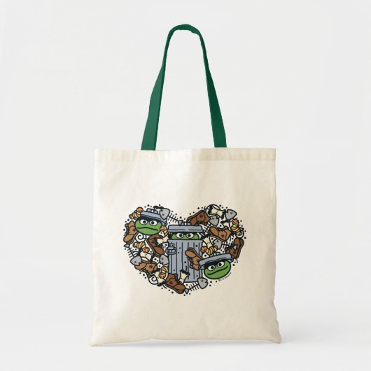 Sesam | Oscar de Grouch Doodle Heart Tote Bag (Voorkant)