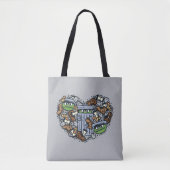 Sesam | Oscar de Grouch Doodle Heart Tote Bag (Voorkant)