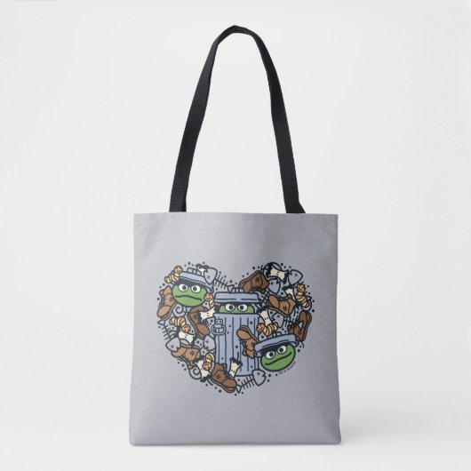 Sesam | Oscar de Grouch Doodle Heart Tote Bag (Voorkant)