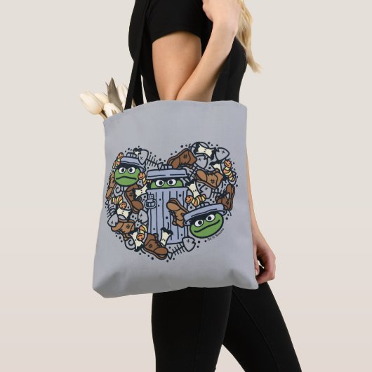 Sesam | Oscar de Grouch Doodle Heart Tote Bag (Dichtbij)